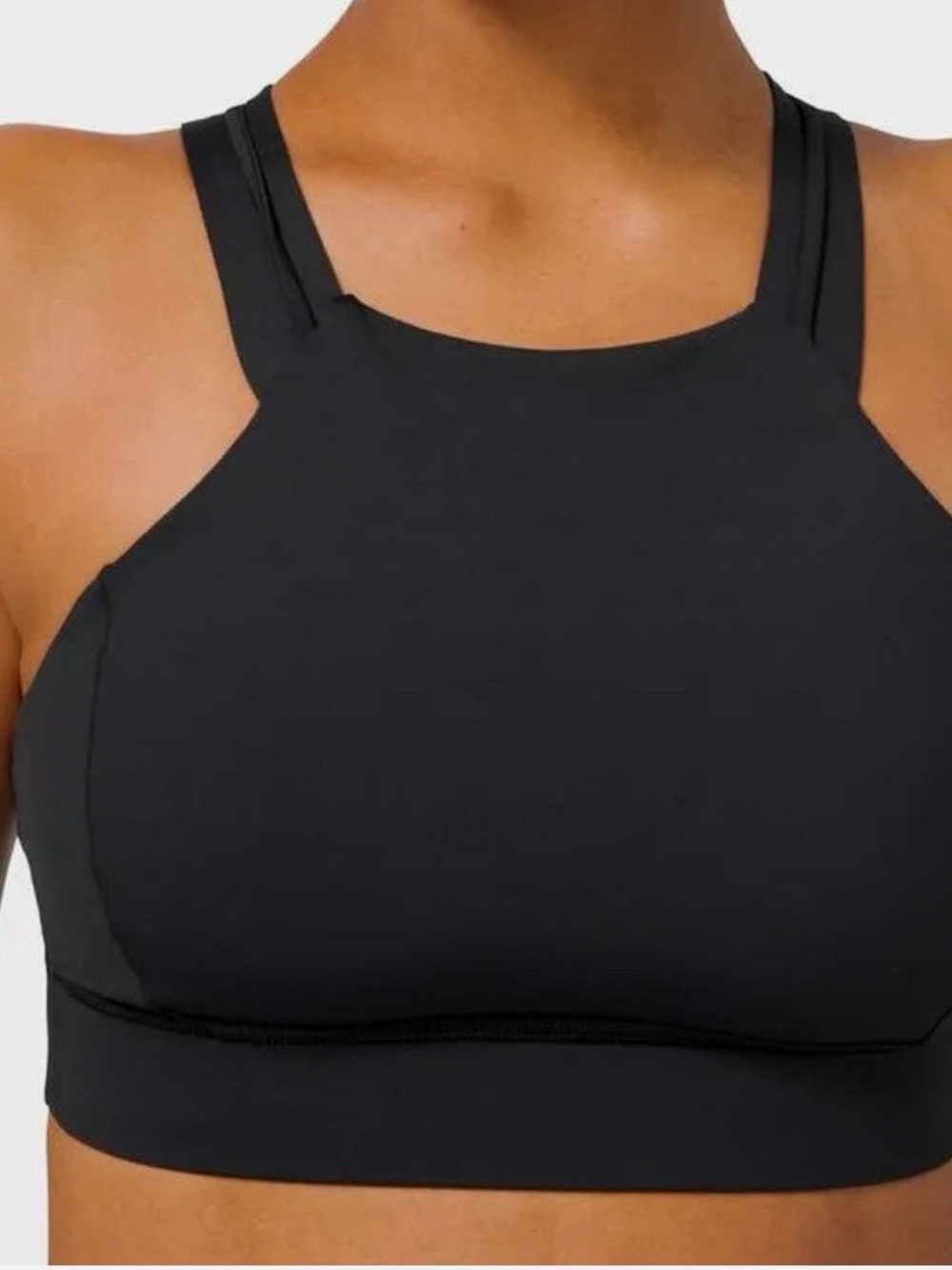 Black Lululemon Strong At Heart High-Neck Black Sports Bra